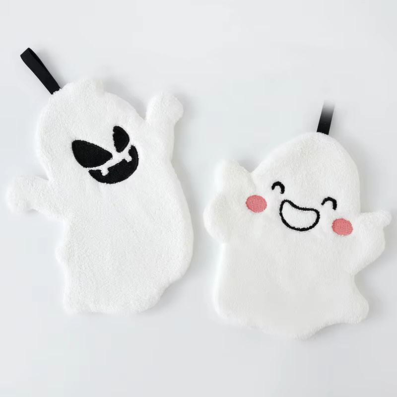 Meltset Halloween Handtuch mit Cartoon-Geist Stickerei aus Frottee in Weiß - Bild 3