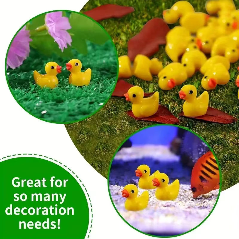 200 Stück Mini-Enten aus Kunstharz in Gelb für Gartenhandwerk und Dekoration - Bild 4