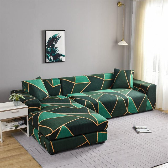 Yiran bag L-Form Sofabezug aus Stretch-Spandex in Grün für Ecksofas, Breite: 145-185 cm - Bild 1