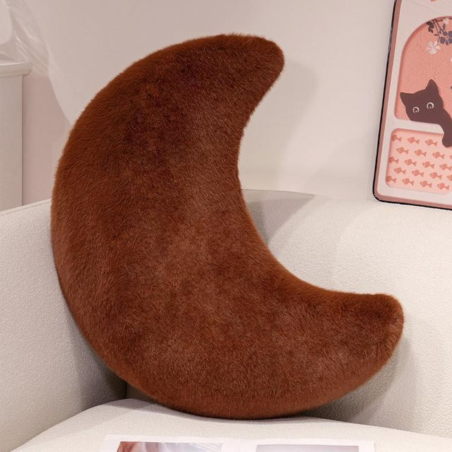 Yiran toy Mond Plüschkissen aus Nerzfell in Braun, B/H: 50 x 40 cm - Bild 1