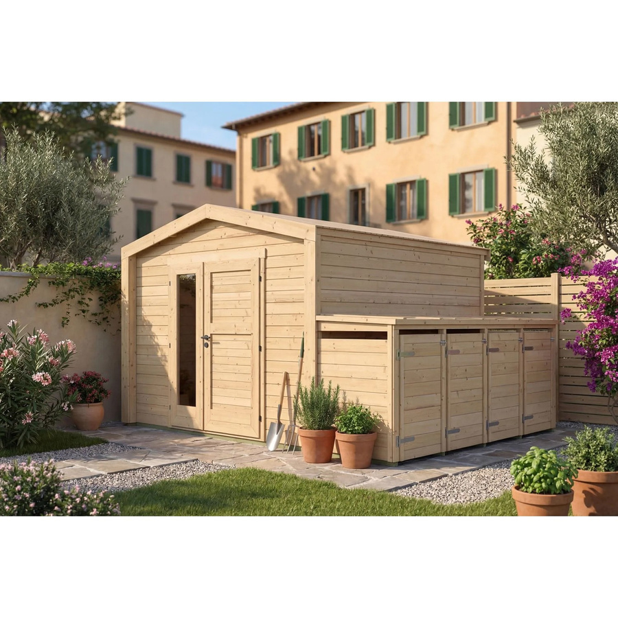 Weka Holz-Gartenhaus Killarney mit Satteldach in Natur Braun, B: 401 cm, T: 311 cm, H: 246 cm - Bild 2