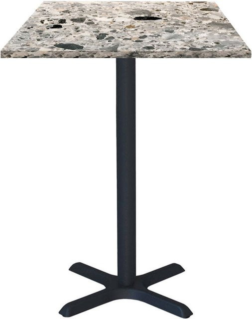 RestooTab Stehtisch Dina quadratisch in Grau Terrazzo mit schwarzem Gestell, B/T/H: 60 x 60 x 112 cm - Bild 1