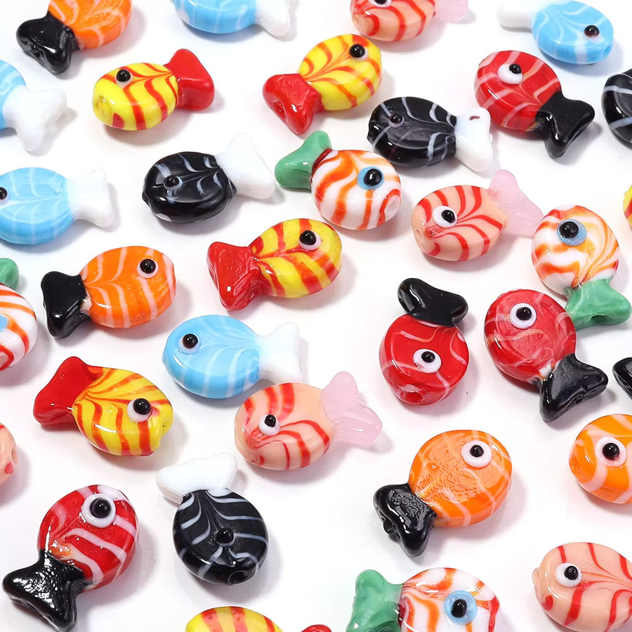 Louleur Perlen, Lampwork Fisch, Glas, 13x20mm, Unisex - Bild 3