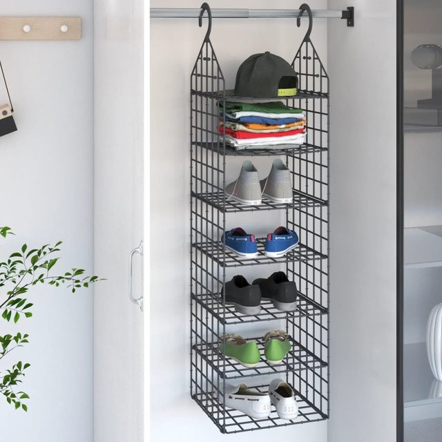 vidaXL Hängeaufbewahrung für Schränke mit 7 Fächern in Grau aus Kunststoff und Metall, B/T/H: 113,0 x 31,0 x 31,0 cm - Bild 2