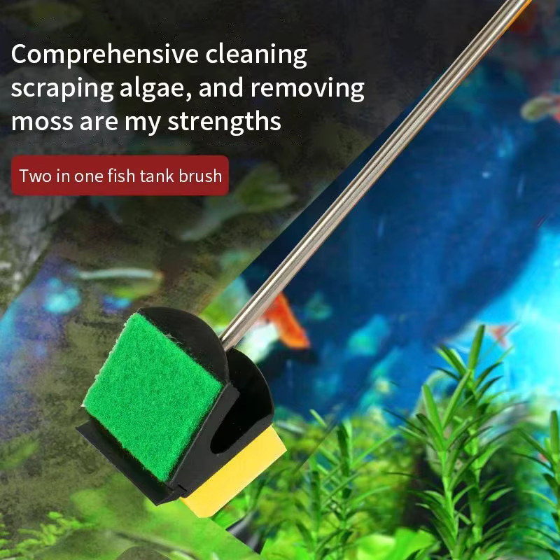 DUTRIEUX Doppelseitige Aquarium Reinigungsbürste mit langem Griff als Algenentferner und Glaswand-Schrubber zur Aquariumpflege - Bild 2