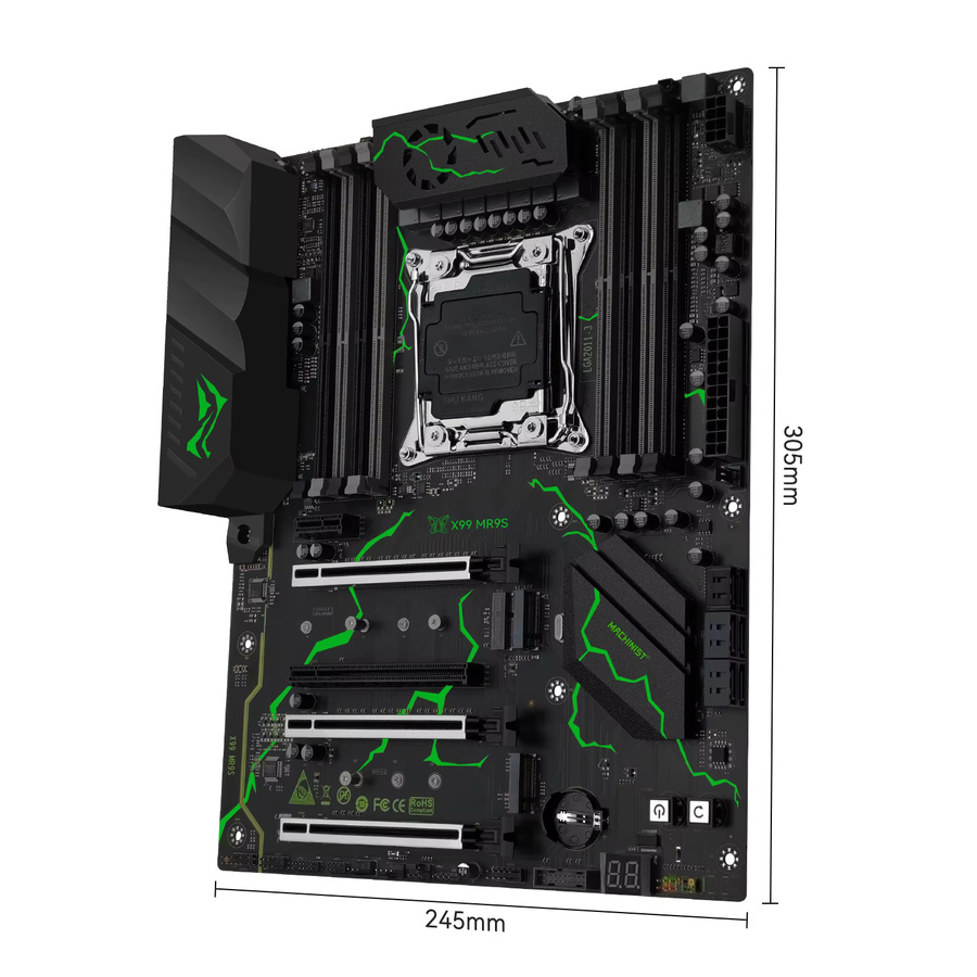 MACHINIST X99 MR9S Motherboard mit TPM 2.0, LGA 2011-3 Sockel für Intel Xeon E5 2680 V3/V4, DDR4 Vierkanal-Speicher, NVMe M.2 und USB 3.0, Schwarz - Bild 3
