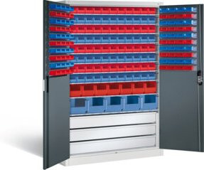 C+P Magazinschrank Acurado mit Scharniertüren in Anthrazitgrau und Lichtgrau, H x B x T: 195 x 120 x 50 cm - Bild 1