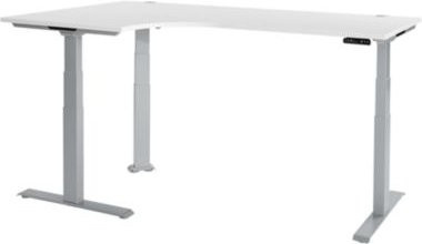 Schäfer Shop Genius Winkelschreibtisch Modena Flex, elektrisch höhenverstellbar, 90 Grad Winkel, T-Fuß, Farbe: Weiß/Weißalu, Breite: 200 cm - Bild 1