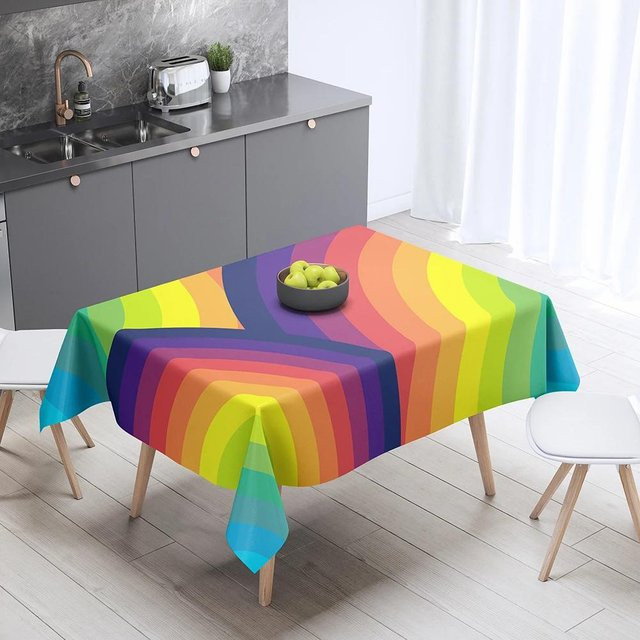JMG Household Supplies Tischdecke mit Regenbogen-Print, rechteckig, mehrfarbig, flecken- und wasserabweisend, B: 140 cm, L: 220 cm - Bild 1