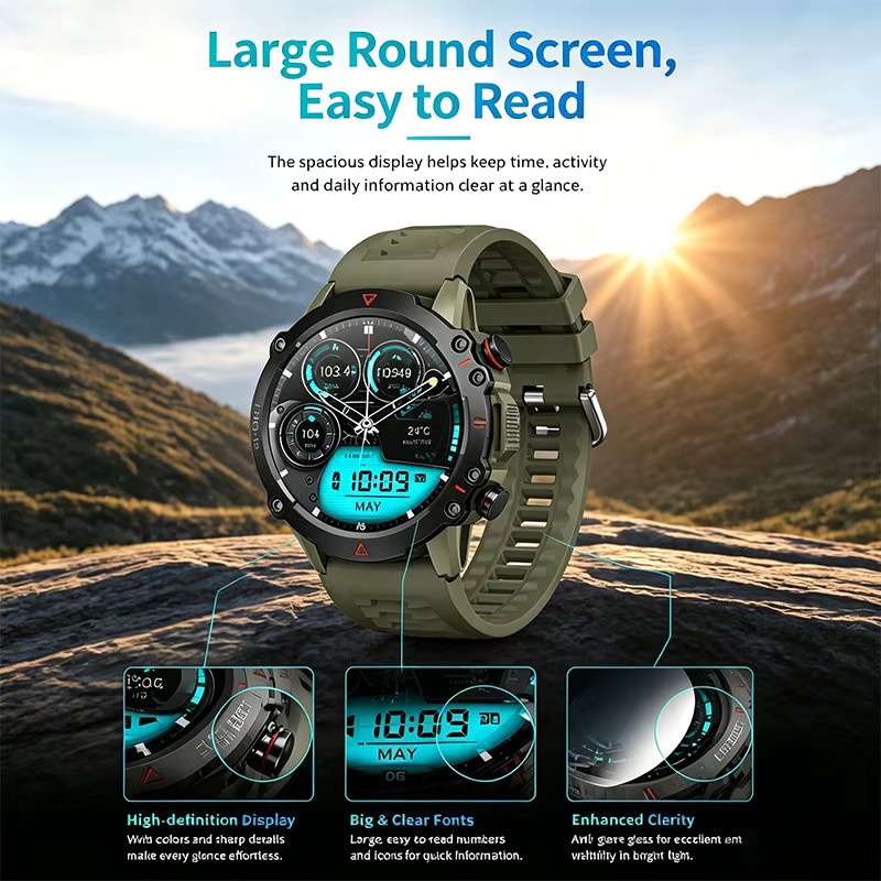 GEJIAN Sport- und Gesundheits-Smartwatch in Silber mit 1,53-Zoll-HD-Bildschirm, Herzfrequenzüberwachung, Bluetooth-Anruffunktion, GPS und IP67 Wasserdichtigkeit - Bild 3