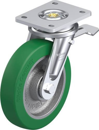 Blickle Lenkrolle LO-GST 200K-ST mit Feststeller in Silber und Grün, Rad-Durchmesser: 20 cm, Tragfähigkeit: 800 kg - Bild 1