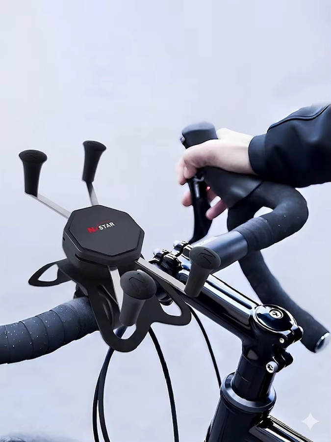 N-Star X-Grip Handyhalterung für Fahrrad und Motorrad in Schwarz mit Tough-Strap und Lenkerbasis für Ram-Halterungen - Bild 5
