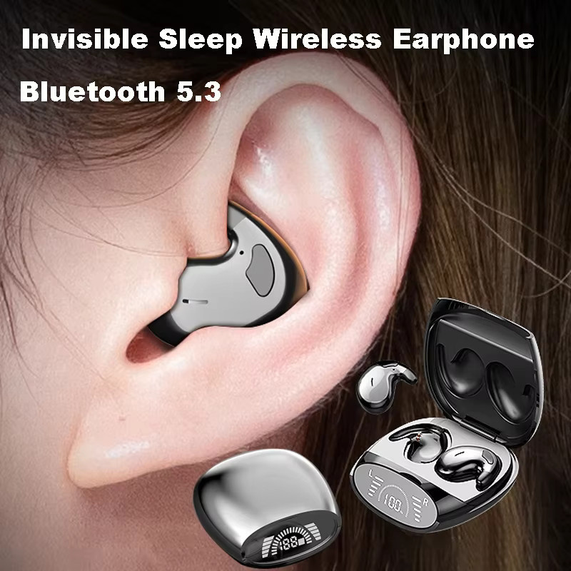 DIXSG Mini Sleep Unsichtbare Ohrhörer Bluetooth 5.3 TWS Drahtlose Stereo Kopfhörer mit Geräuschunterdrückung Schwarz - Bild 1