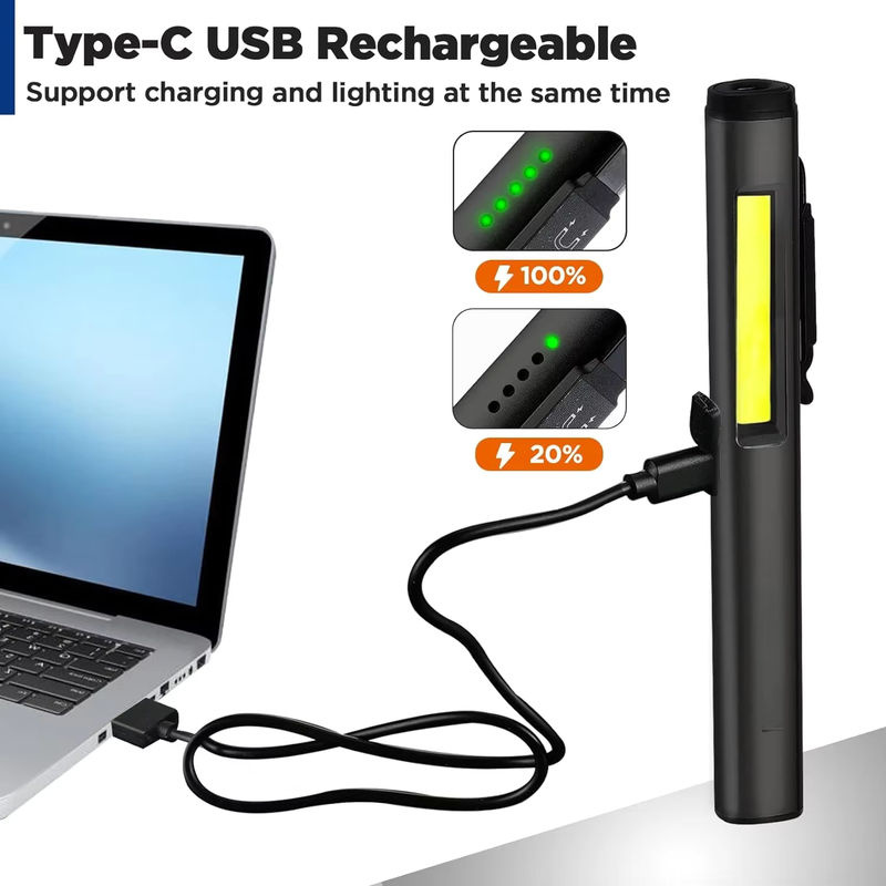 KDULIT 4-in-1 Multifunktions-LED-Stift-Taschenlampe in Schwarz mit wiederaufladbarem 800-mAh-Akku und Magnetismus - Bild 5