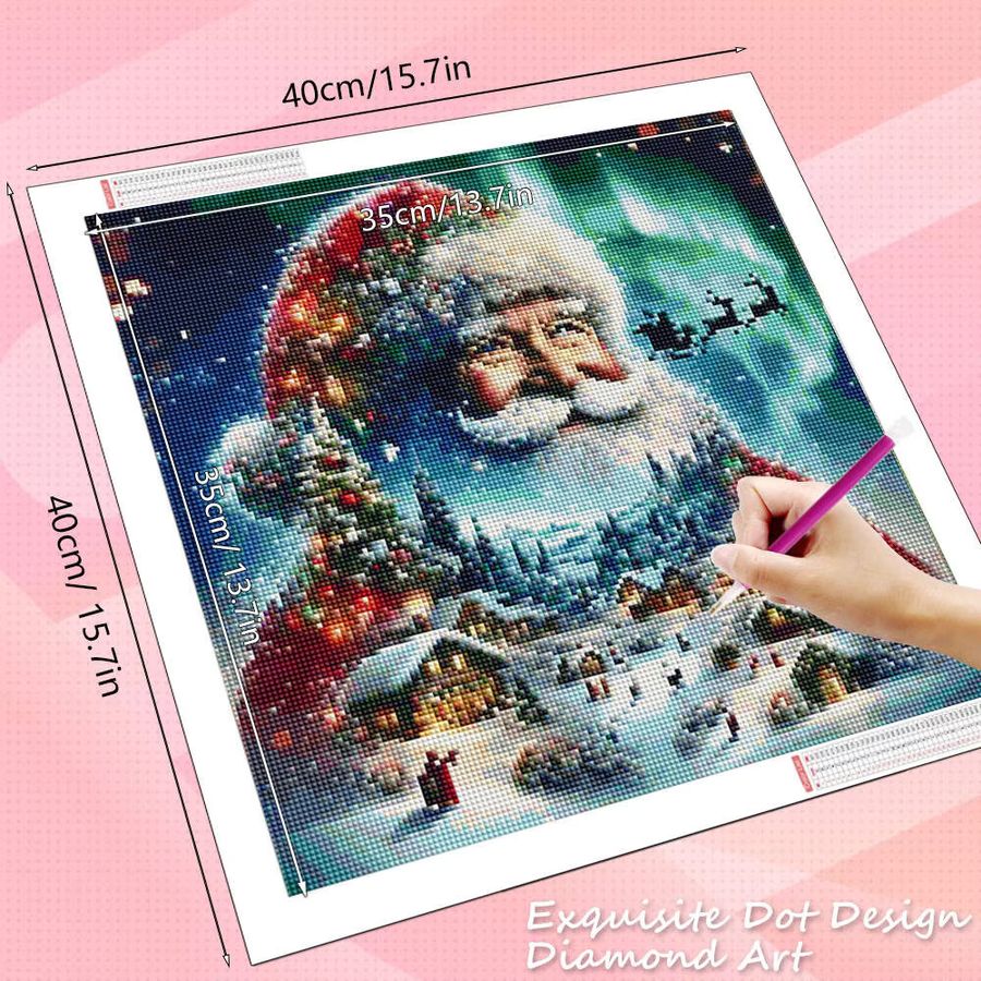 HUACAN 5D DIY Diamantmalerei Weihnachten Landschaft mit Weihnachtsmann, Multicolor, B/H: 20 x 20 cm - Bild 2