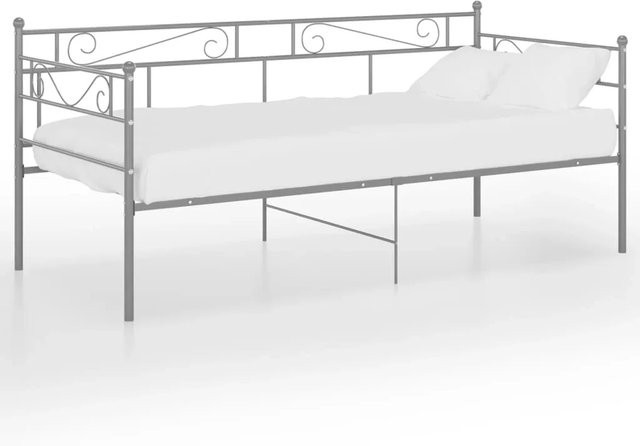 vidaXL Schlafsofa Bettgestell aus Metall in Grau mit Stoffbezug B/T/H: 90 x 200 cm - Bild 1