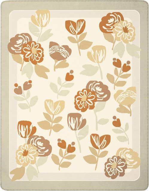Biederlack Wohndecke Bloom Frame aus Baumwolle mit floralem Design in Multicolour - Bild 1