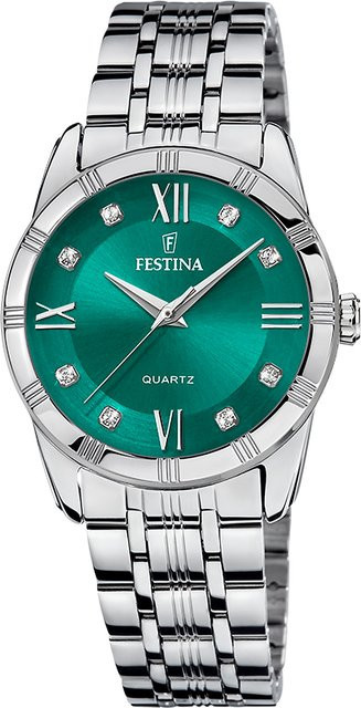 Festina Damenuhr, Quarz, Edelstahl, Grün, 32 mm, 5 ATM - Bild 1