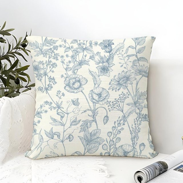 JMG Clothing Kissenbezug mit floralem Druck aus Leinen in Blau, B/H: 40 x 40 cm - Bild 1