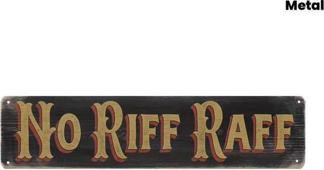 CIFBUY Vintage No Riff Raff Metallschild in Rot-Gold, Wanddekoration im Distressed-Stil, Breite: 40,64 cm, Höhe: 10,16 cm - Bild 1