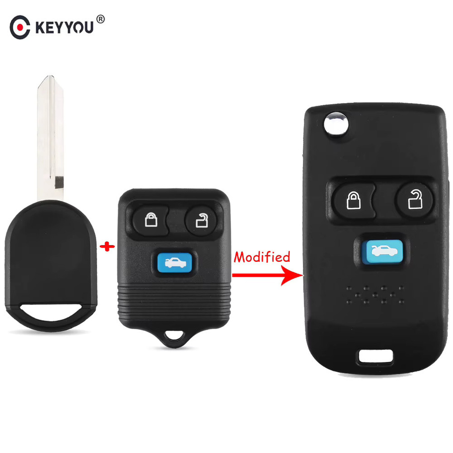 KEYYOU Ersatzgehäuse für Ford Transit MK6 Fernbedienung Auto Schlüssel Shell, Schwarz - Bild 2