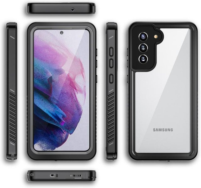 Wasserdichte und stoßfeste Schutzhülle für Samsung S21 FE in Schwarz und Rot - Bild 1