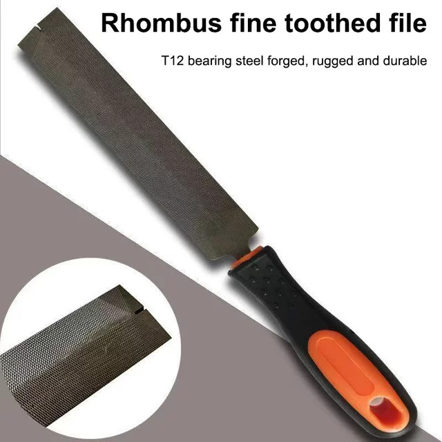 KRIOCY Dreieck-Metallfeile aus Stahl für Holz und Metall, 8/6 Zoll, Rautenförmige Diamantfeile zum Schärfen von Sägeblättern und für die Holzbearbeitung - Bild 1