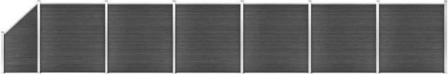 vidaXL Zaunelement Set WPC in Schwarz mit Aluminium und Stahl, B/T/H: 1138 x 78 x 105-186 cm - Bild 1