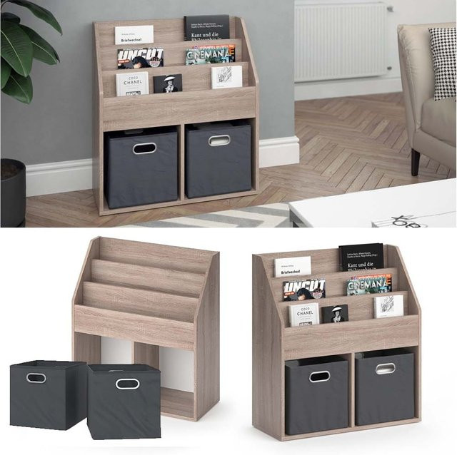Vicco Bücherregal Luigi Würfelregal mit Faltboxen in Sonoma, B: 72 cm, H: 79 cm - Bild 1