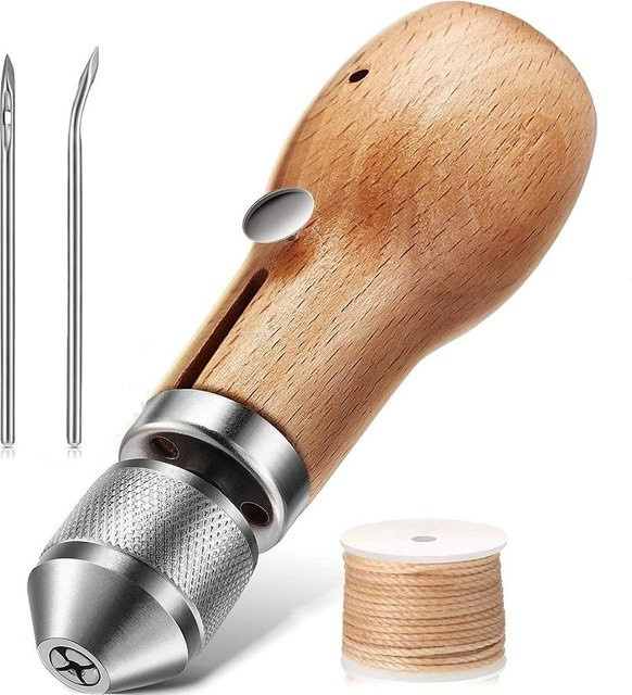 Speedy Stitcher DIY Nähnadel Reparaturwerkzeugsatz aus Leder und Segeltuch in Beige und Braun - Bild 1
