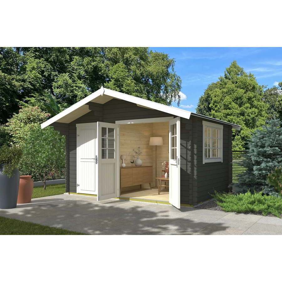 Lasita Gartenhaus Keila Maja in Grüngrau, B/T/H: 426,6 x 340 x 256,5 cm - Bild 2