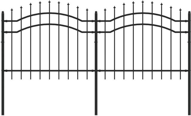 vidaXL Speerzaun aus pulverbeschichtetem Stahl in Schwarz, Höhe: 140 cm, Breite: 110 cm - Bild 1
