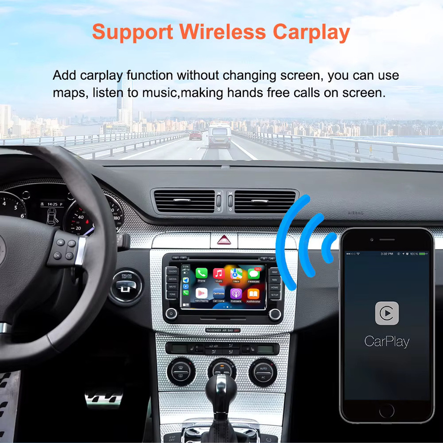 Bonroad Wireless Android Auto und CarPlay Retrofit Modul für Volkswagen Passat Golf 6 Tiguan Touran Polo RNS510 Serie mit Mirror Link in Schwarz - Bild 5