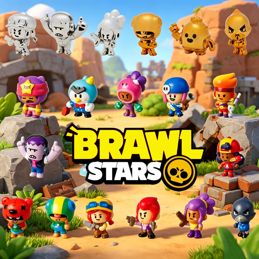 Brawl Stars Tischfiguren Star-Spieler Kunststatuen-Set, Kunststoff, Mehrfarbig - Bild 1