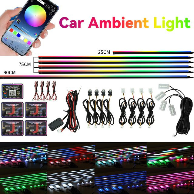 WUMFIRE RGB Symphony Auto-Umgebungslicht mit App-Steuerung, LED-Innenraumbeleuchtung in Multicolour mit Acryl-Führung und USB-Anschluss - Bild 1