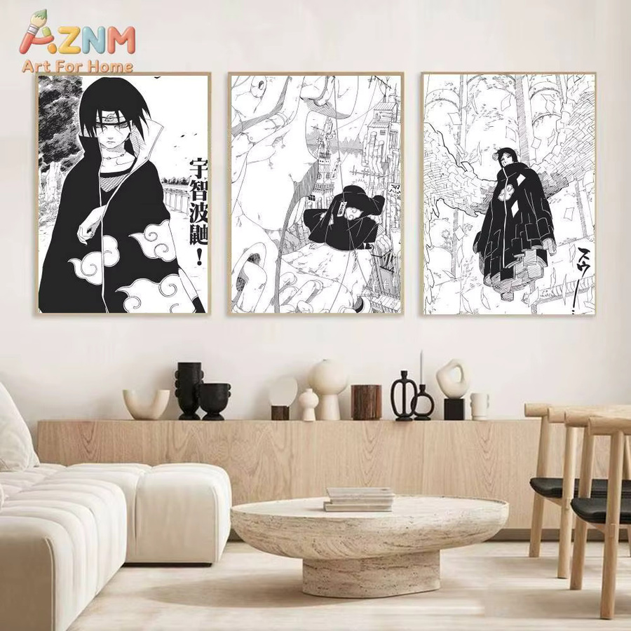 AZNM Naruto Akatsuki Manga Leinwand Wandkunst Kayou Schwarz-Weiß HD-Druck Poster - Bild 3