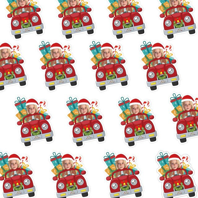 20 Stück personalisierte Weihnachts-Gesichtsaufkleber von Cyuan mit Auto-Weihnachtsmann-Design-Hüten in Mehrfarbig - Bild 1