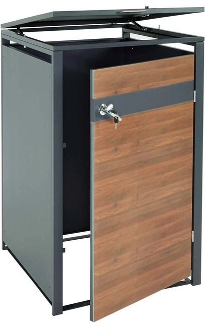 PROREGAL Mülltonnenbox für 1 Tonne in Anthrazit und Dunkelbraun Kirsche-Holzoptik, B/T/H: 117 x 68 x 80 cm - Bild 1
