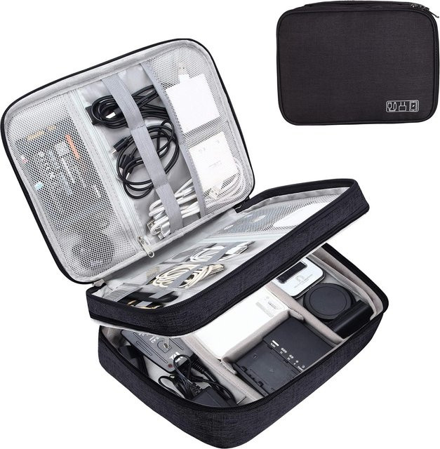 Halilulu Tragbare Reise Kabel-Organizer Tasche in Blau, Wasserdichte Aufbewahrungstasche für digitale Elektronik und USB-Zubehör - Bild 1
