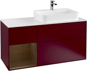 V&B Waschtischunterschrank Finion in Weiß Hochglanz mit linkem Regal Breite: 120 cm, Tiefe: 50,1 cm, Höhe: 50,1 cm - Bild 1