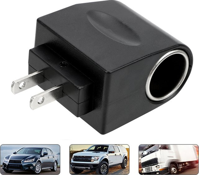 Auto Zubehör Adapter AC 220 V zu DC 12 V mit EU Stecker und Zigarettenanzünder in Schwarz - Bild 1