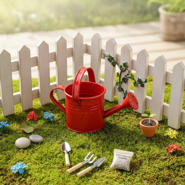 Vintage Mini-Gießkanne aus Metall in Rose, klassisches Design für deinen Garten - Bild 1