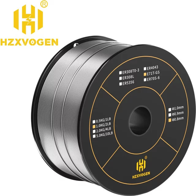 HZXVOGEN Schweißdraht Kupferlegierung E71T-GS Flussmittelfülldraht für MIG ohne Gas, Farbe: Kupfer/Silber, Durchmesser: 0,8 mm, Gewicht: 1 kg - Bild 1