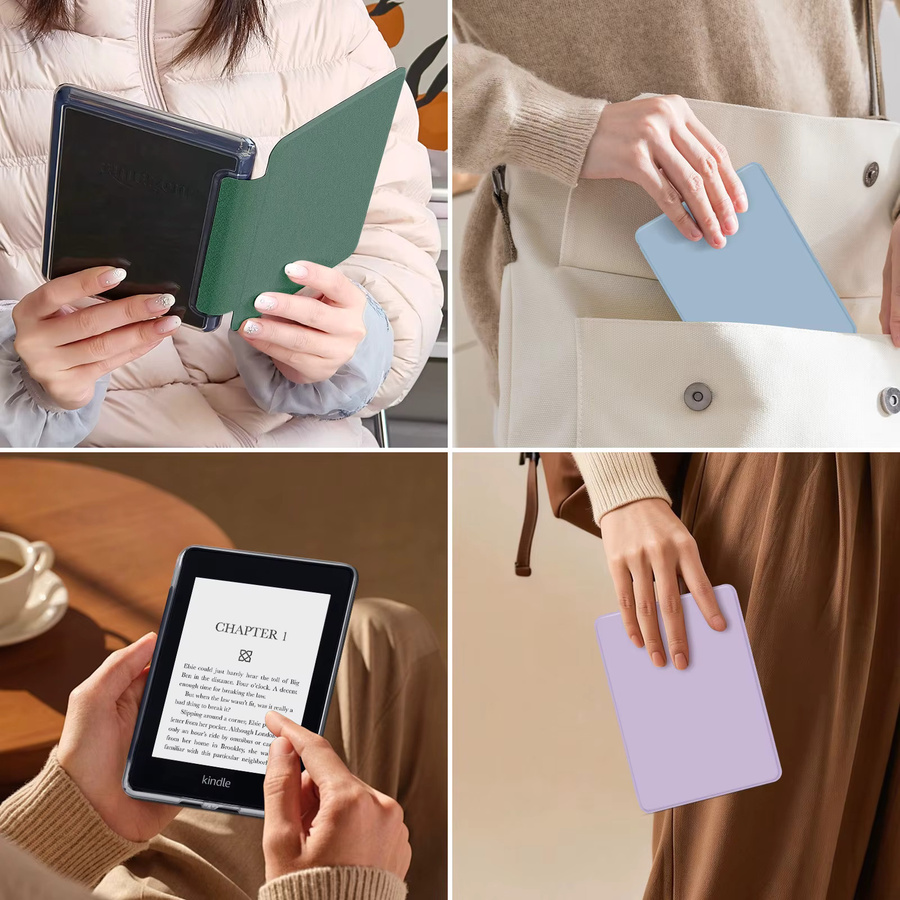 Funda Schutzhülle für Kindle Paperwhite 6 (12. Generation) 7 Zoll, transparent mit grüner Acrylrückseite, Kratz- und Fallschutz - Bild 3