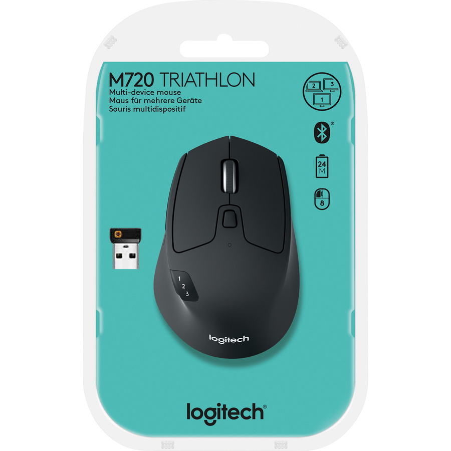 Logitech M720 Triathlon Bluetooth und Funk Maus in Schwarz mit 1000 dpi und 8 Tasten - Bild 2