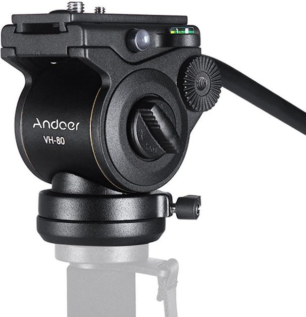 Andoer Fluid Video Kopf mit hydraulischer Dämpfung und Tilt-Funktion in Schwarz, Basis Durchmesser: 15,0 cm - Bild 1