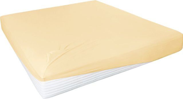 H.G. Hahn Spannbetttuch Feinjersey aus Baumwolle mit Elastan in Pink und Beige, B/T: 190 x 200 cm - Bild 1