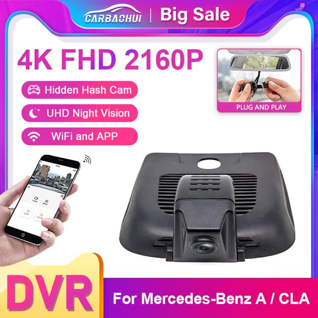 CARBAOHUI Plug & Play Dash Cam 4K UHD Auto Video Recorder DVR mit Nachtsicht in Schwarz für Mercedes Benz A-Klasse W177, CLA W177, C-Klasse W118 und AMG Modelle - Bild 1