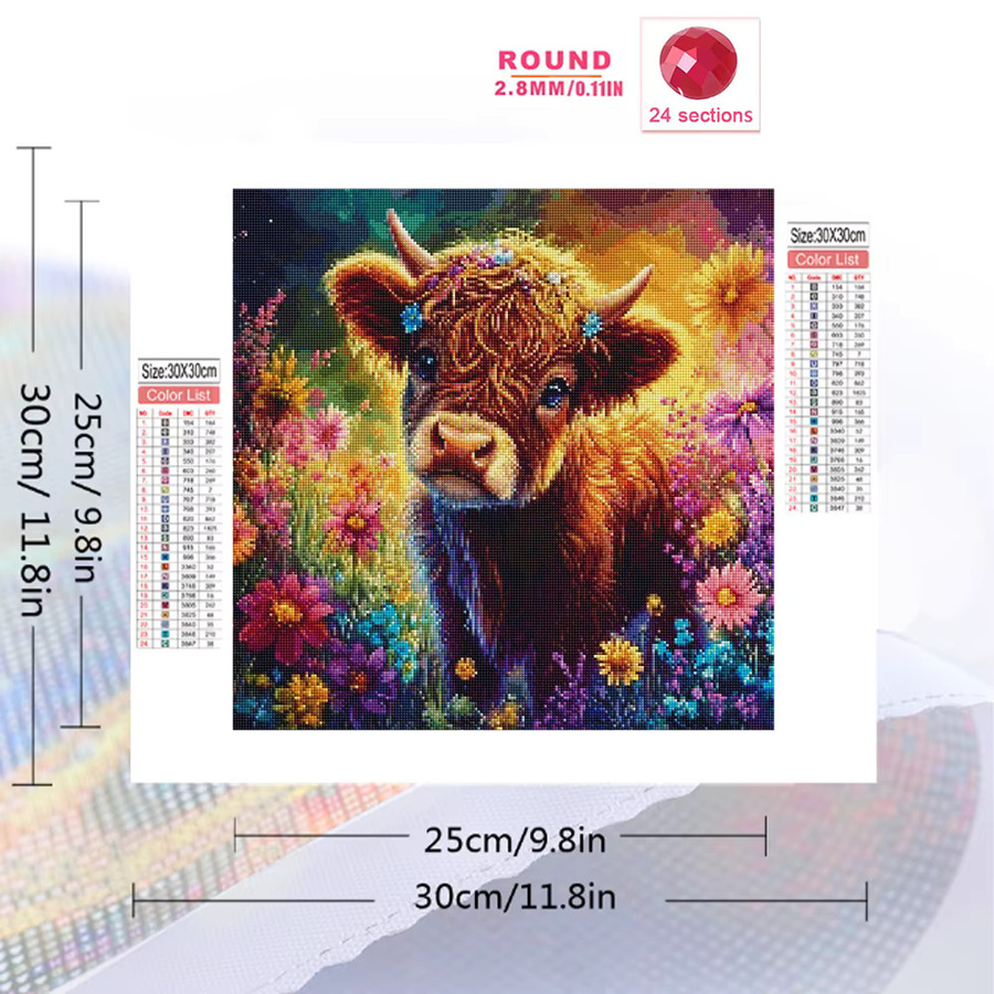 Momoart DIY Diamant-Stickerei Rinder Tiermalerei mit Acryl-Steinen in Multicolour, B/H: 20 x 20 cm - Bild 2