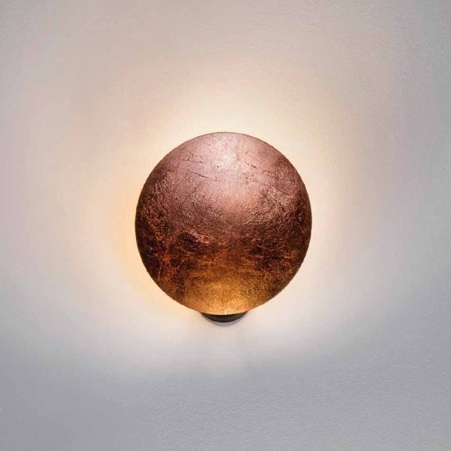 Catellani & Smith Lederam W1 LED-Wandleuchte in Schwarz und Blattkupfer mit warmweißem Licht (2700K), Durchmesser: 17 cm - Bild 1